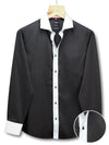 Ibiza Black Solid Full Sleeve Single Cuff Slim Fit Party Wear Blended Shirt