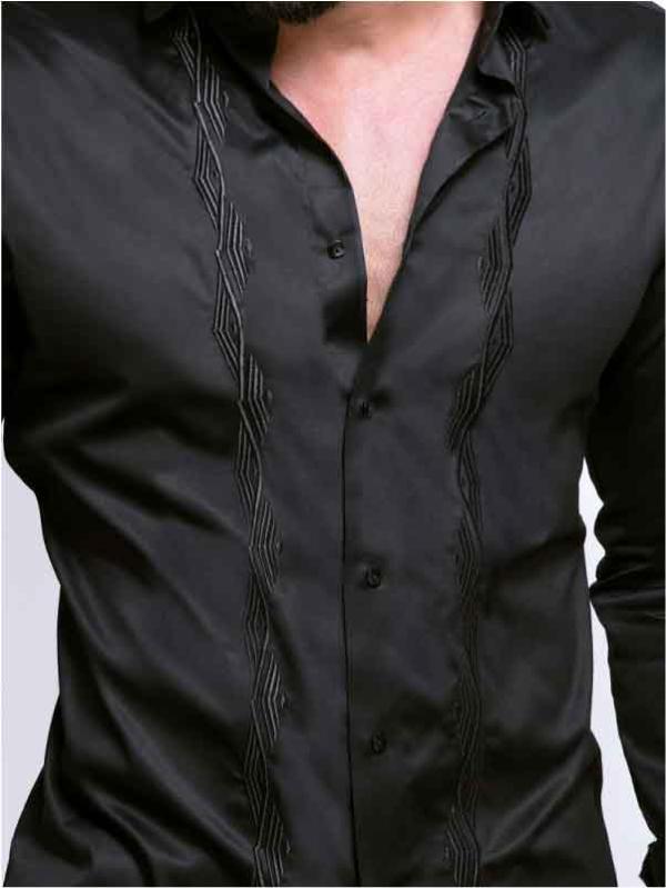 Jonas Black Embroidery Full Sleeve Single Cuff Slim Fit Party Wear Cotton Shirt