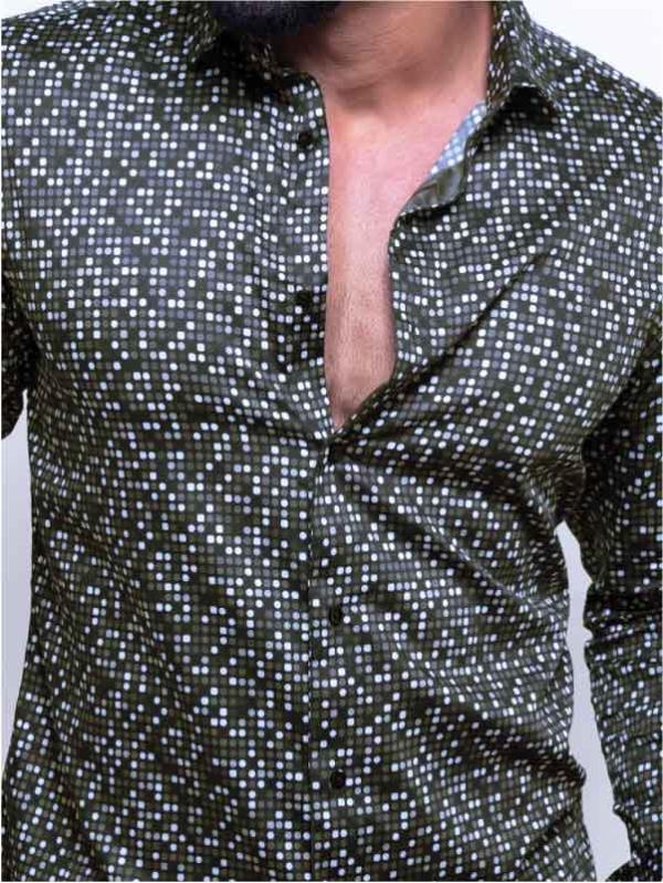 Lamar Grey Printed Full Sleeve Single Cuff Slim Fit Party Wear Blended Shirt