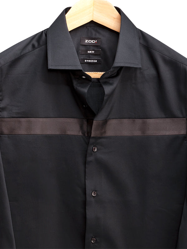 Lazer Black Solid Full Sleeve Single Cuff Slim Fit Party Wear Cotton Shirt