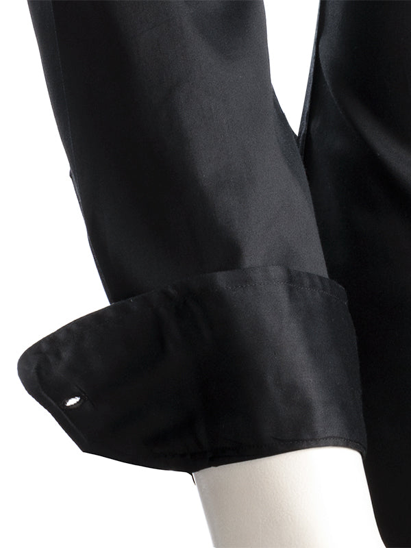 Lazer Black Solid Full Sleeve Single Cuff Slim Fit Party Wear Cotton Shirt