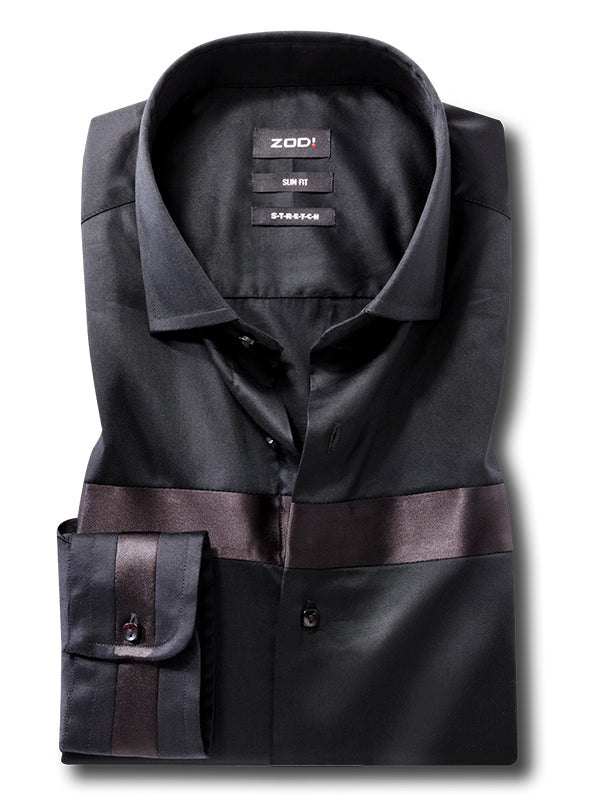 Lazer Black Solid Full Sleeve Single Cuff Slim Fit Party Wear Cotton Shirt