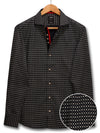 Makai Black Printed Full Sleeve Single Cuff Slim Fit Party Wear Blended Shirt