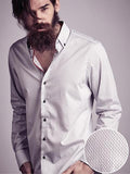 Nemo White Printed Full Sleeve Single Cuff Slim Fit Party Wear Blended Shirt