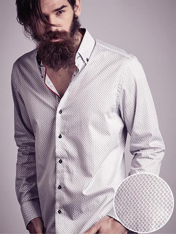 Nemo White Printed Full Sleeve Single Cuff Slim Fit Party Wear Blended Shirt
