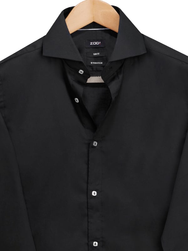 Nesta Black Solid Full Sleeve Single Cuff Slim Fit Party Wear Blended Shirt