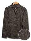 Oscar Dark Grey Printed Full Sleeve Single Cuff Slim Fit  Party Wear Cotton Shirt