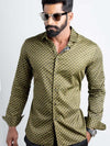 Otto Ochre Printed Full sleeve single cuff Slim Fit Blended Shirt