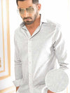 Pablo Light Grey Printed Full Sleeve Single Cuff Slim Fit Party Wear Blended Shirt