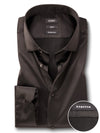 Perez Black High Gloss Satin Stretch Solid Full Sleeve Single Cuff Slim Fit Party Wear Blended Shirt
