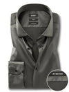 Perez Dark Grey High Gloss Satin Stretch Solid Full Sleeve Single Cuff Slim Fit Party Wear  Blended Shirt