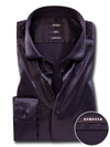 Perez Navy High Gloss Satin Stretch Solid Full Sleeve Single Cuff Slim Fit Party Wear Blended Shirt