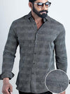 Quintino Black Printed Full Sleeve Single Cuff Slim Fit Party Wear Blended Shirt