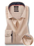 Riccardo Cream Solid Full Sleeve Single Cuff Slim Fit Party Wear Blended Shirt