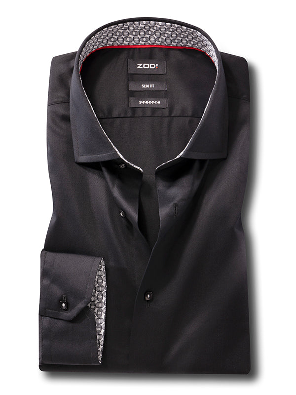 Riccardo Black Solid Full Sleeve Single Cuff Slim Fit Party Wear Blended Shirt