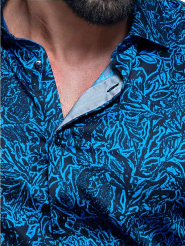 Rogers Cobalt Printed Full Sleeve Single Cuff Slim Fit Party Wear Blended Shirt