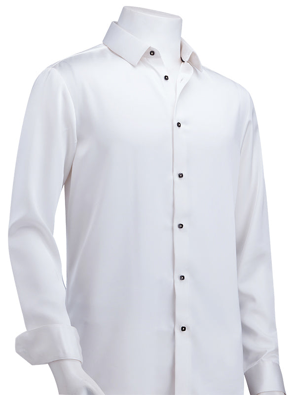 Russell Cream Satin Full Sleeve Single Cuff Slim Fit Party Wear Poly Satin Shirt