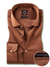 Russell Brown Satin Full Sleeve Single Cuff Slim Fit Party Wear Poly Satin Shirt