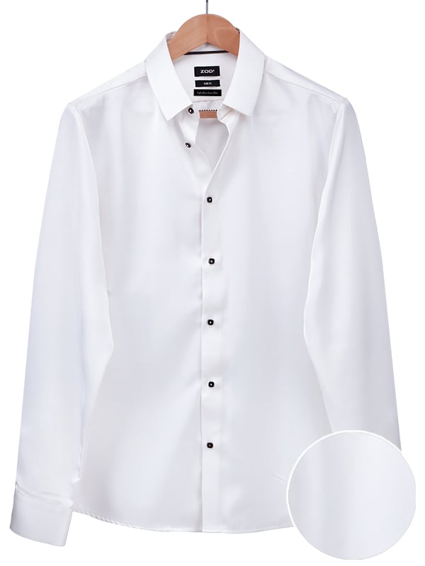 Russell Cream Satin Full Sleeve Single Cuff Slim Fit Party Wear Poly Satin Shirt