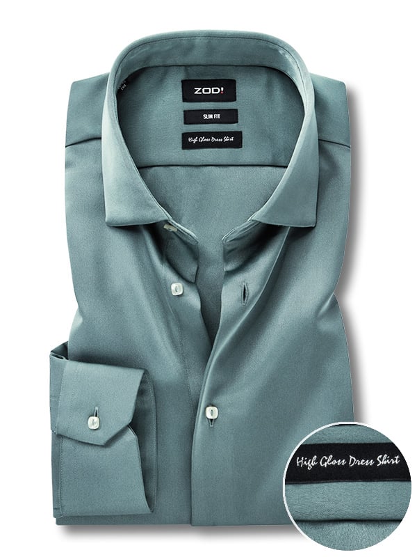 Russell Green Satin Full Sleeve Single Cuff Slim Fit Party Wear Poly Satin Shirt