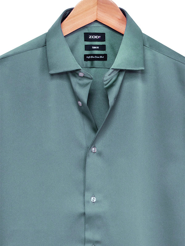 Russell Green Satin Full Sleeve Single Cuff Slim Fit Party Wear Poly Satin Shirt