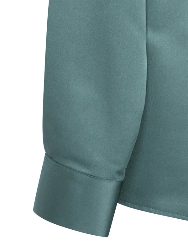 Russell Green Satin Full Sleeve Single Cuff Slim Fit Party Wear Poly Satin Shirt