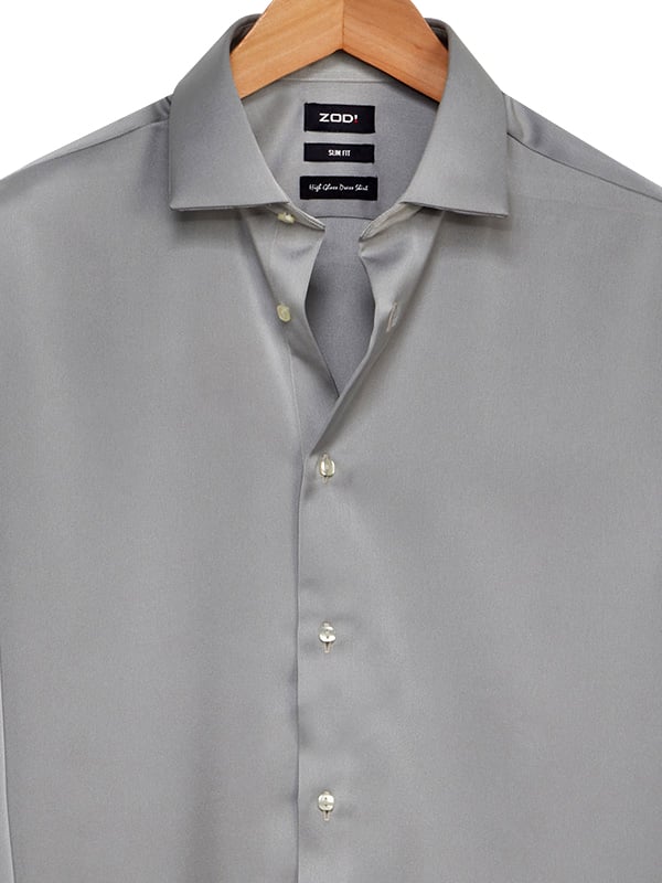 Russell Light Grey Satin Full Sleeve Single Cuff Slim Fit Party Wear P   Zodiac Finest Quality Clothing