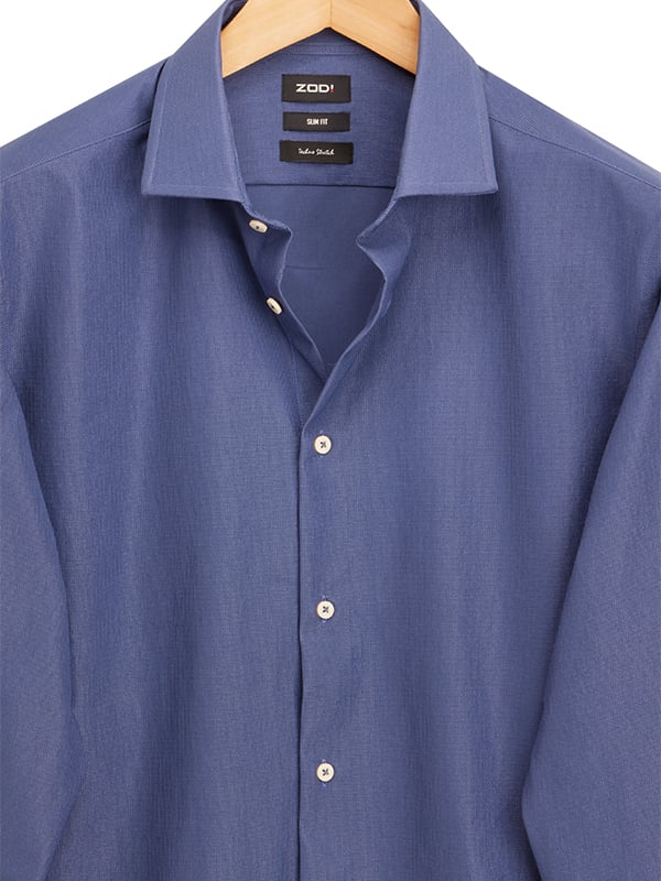 Sainz Blue Tecnho 4 Way Stretch Solid Full Sleeve Single Cuff Slim Fit Party Wear Blended Shirt