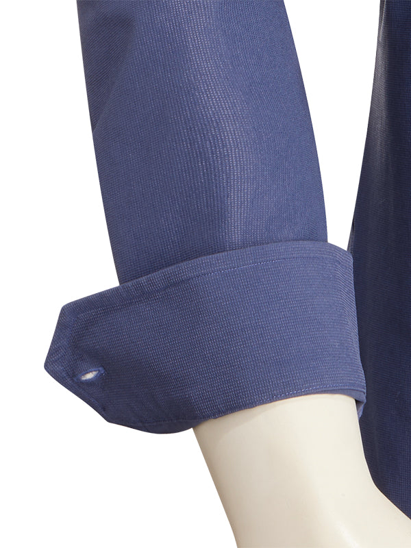 Sainz Blue Tecnho 4 Way Stretch Solid Full Sleeve Single Cuff Slim Fit Party Wear Blended Shirt