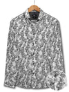 Sea Breeze Black Printed Full Sleeve Single Cuff Slim Fit Party Wear Blended Shirt