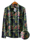 Silvano Black Printed Full Sleeve Single Cuff Slim Fit Party Wear Viscose Shirt