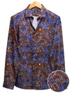 Silvano Blue Printed Full Sleeve Single Cuff Slim Fit Party Wear Viscose Shirt