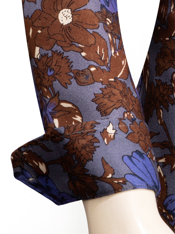Silvano Blue Printed Full Sleeve Single Cuff Slim Fit Party Wear Viscose Shirt
