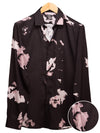 Silvano Black Printed Full Sleeve Single Cuff Slim Fit Party Wear Viscose Shirt