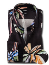 Silvano Black Printed Full Sleeve Single Cuff Slim Fit Party Wear Viscose Shirt
