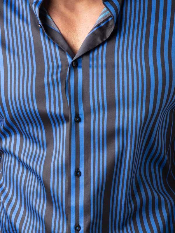 Sinaloa Cobalt Striped Full Sleeve Single Cuff Slim Fit Party Wear Blended Shirt
