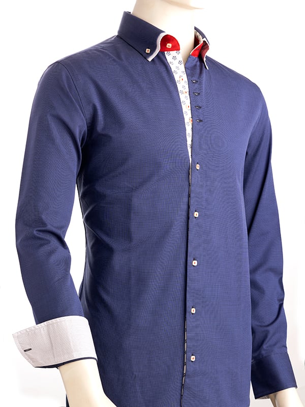 Skipper Blue Solid Full Sleeve Single Cuff Slim Fit Party Wear Cotton Shirt