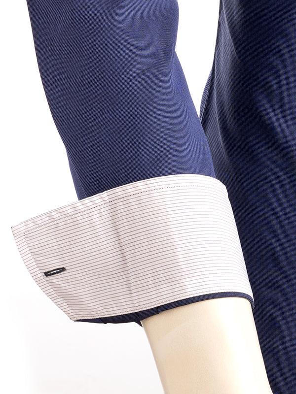 Skipper Blue Solid Full Sleeve Single Cuff Slim Fit Party Wear Cotton Shirt