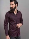 Sortie Burgundy Printed Full Sleeve Single Cuff Slim Fit Party Wear Blended Shirt
