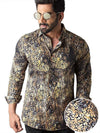 Tijuana Ochre Printed Full Sleeve Single Cuff Slim Fit Party Wear Blended Shirt