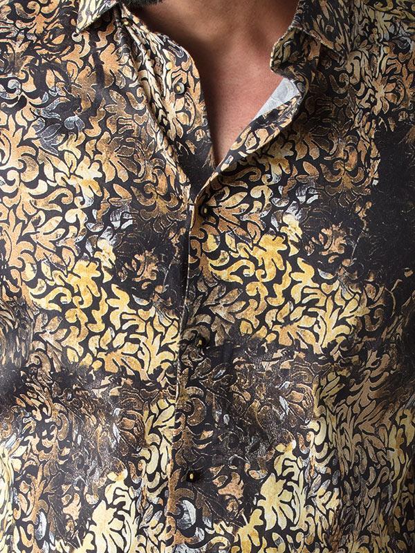 Tijuana Ochre Printed Full Sleeve Single Cuff Slim Fit Party Wear Blended Shirt