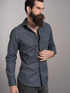 Topkapi Black Printed Full Sleeve Single Cuff Slim Fit Party Wear Blended Shirt