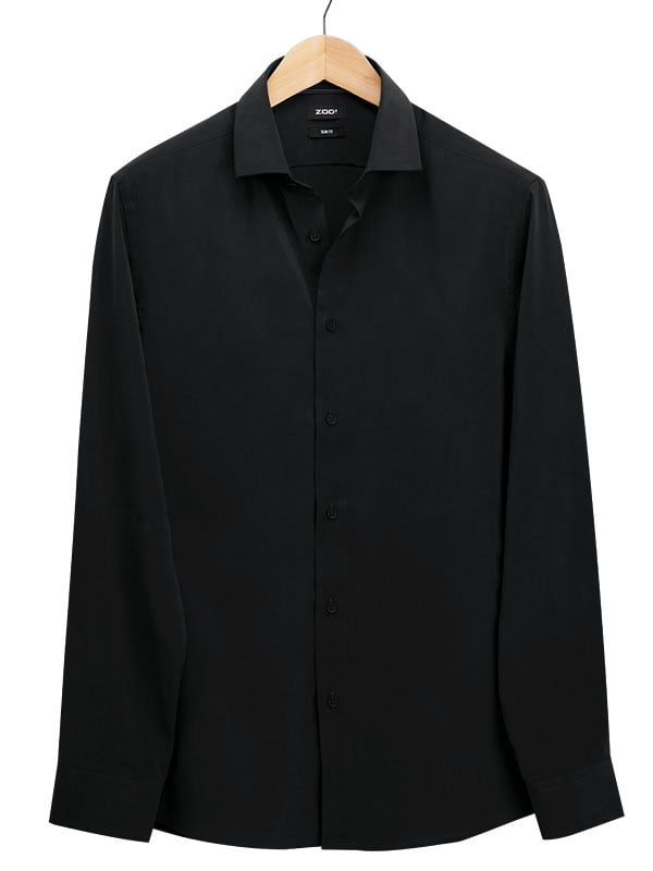 Verstappen Black Solid Velvet Touch Full Sleeve Single Cuff Slim Fit Party Wear Blended Shirt