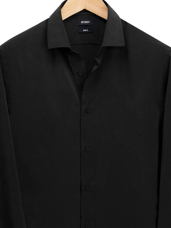 Verstappen Black Solid Velvet Touch Full Sleeve Single Cuff Slim