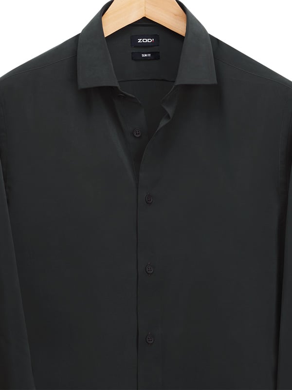 Verstappen Grey Solid Velvet Touch Full Sleeve Single Cuff Slim Fit Party Wear Blended Shirt