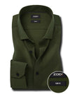 Verstappen Olive Solid Velvet Touch Full Sleeve Single Cuff Slim Fit Party Wear Blended Shirt