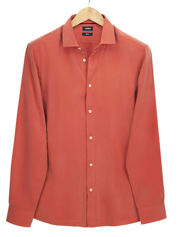 Verstappen Rust Solid Velvet Touch Full Sleeve Single Cuff Slim Fit Party Wear Blended Shirt