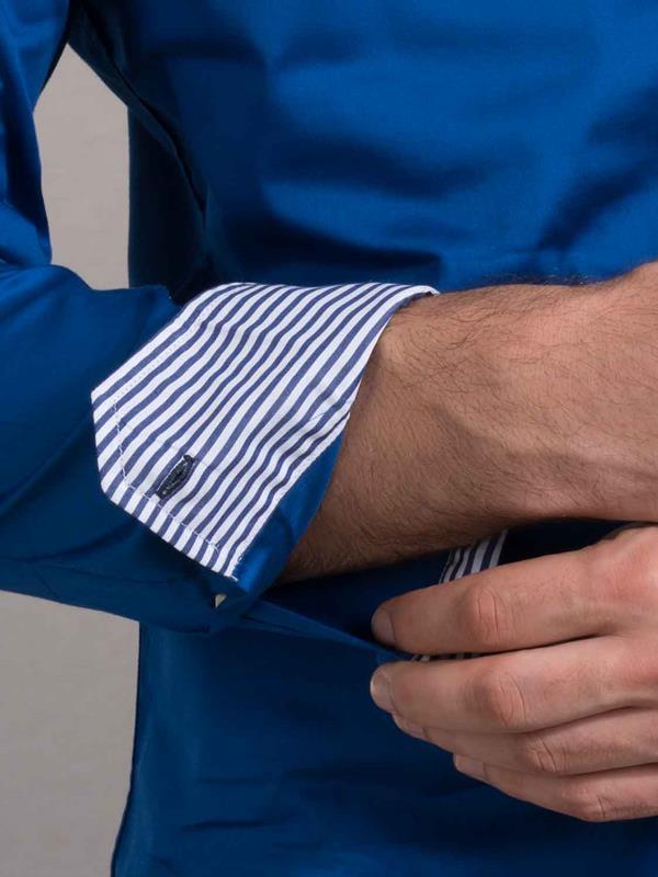 Wake Cobalt Solid Full Sleeve Single Cuff Slim Fit Party Wear Blended Shirt