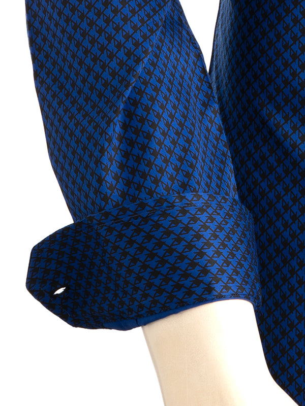 Walker Cobalt Printed Full Sleeve Single Cuff Slim Fit Party Wear Blended Shirt