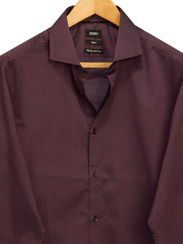 Xavi Purple Printed Full Sleeve Single Cuff Slim Fit Party Wear Cotton Shirt